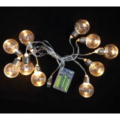 Гірлянда Лампочки 40мм на батарейках+USB 10 LED, 3м теплий білий