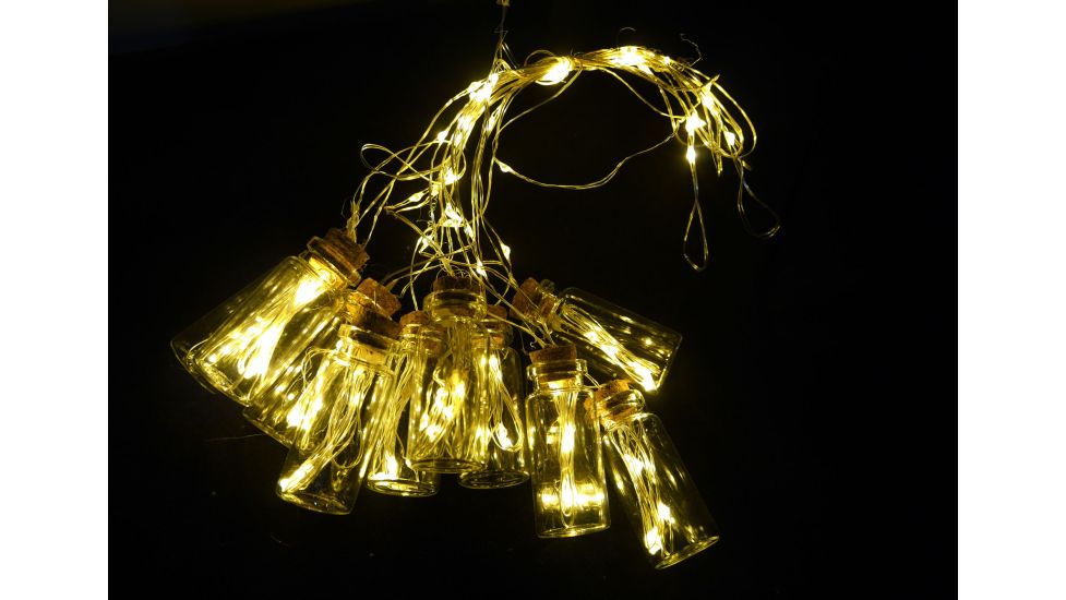 Гірлянда Пляшечки-роса 10шт 100LED 3м+usb теплий білий