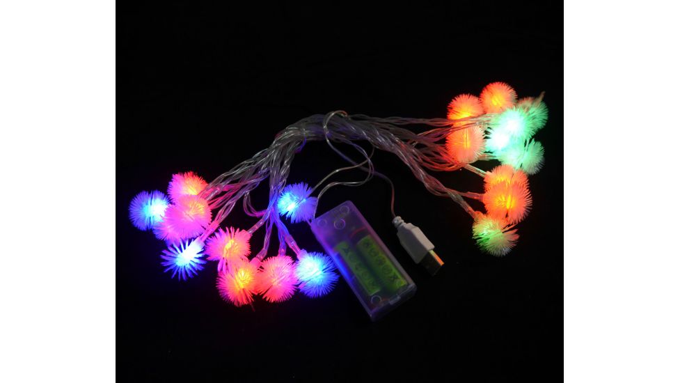 Гірлянда Фігурки 20 LED Пухнастик на батарейках (+USB) 5м, мульті