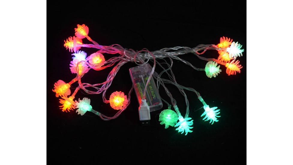 Гірлянда Фігурки 20 LED Шишка на батарейках (+USB) 5м, мульті