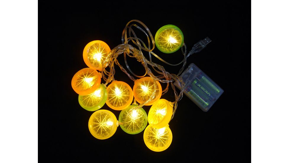 Гірлянда Фігурки Фрукти на батарейках 10LED+USB, 3м, теплий білий