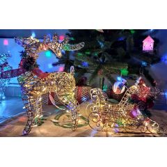 Олень з саньми сяючий Ажурний 50 см