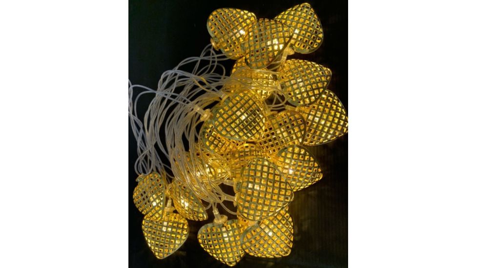 Гірлянда золото 20Led Сердечко 5м, теплий білий