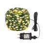 Гірлянда роса на котушці 500-1000Led 50-100м зелений провід+пульт, теплий білий