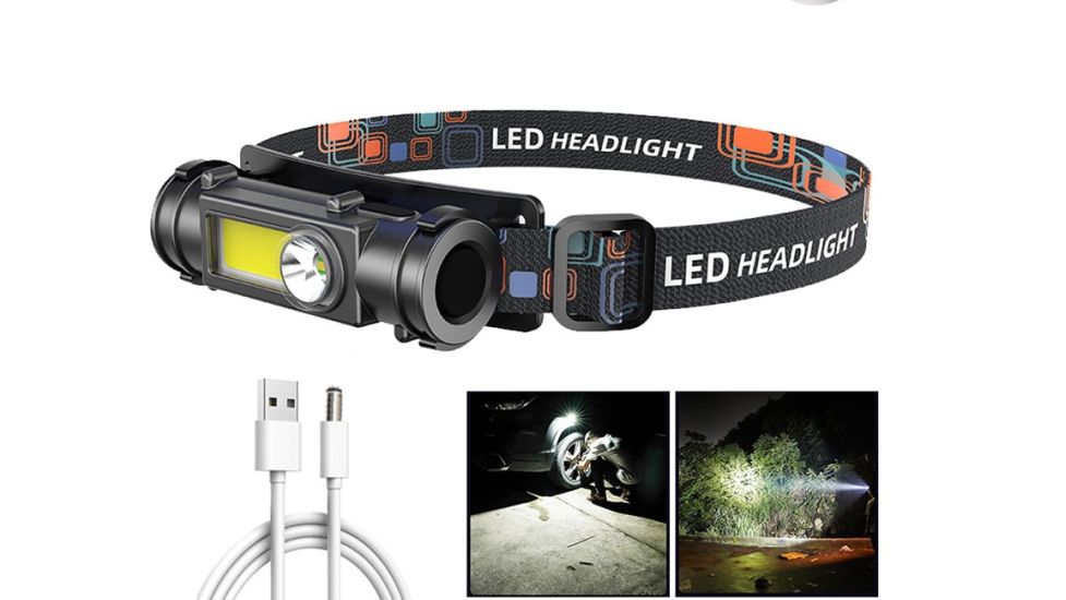 Ліхтар налобний Portable COB LED Head Lamp Light Lithium Battery USB
